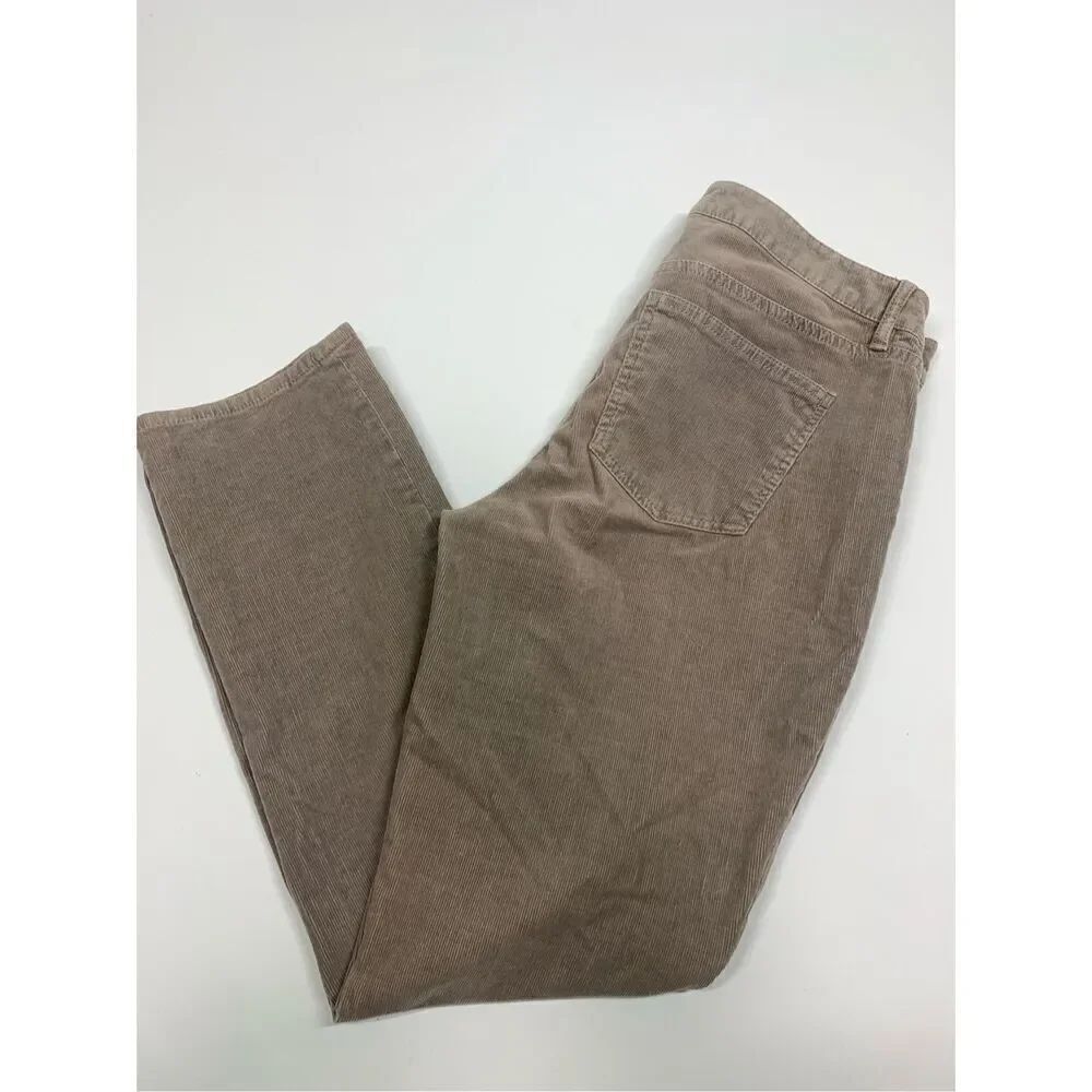 Talbots flawless five pocket tan corduroy straight leg pant size 8 petite